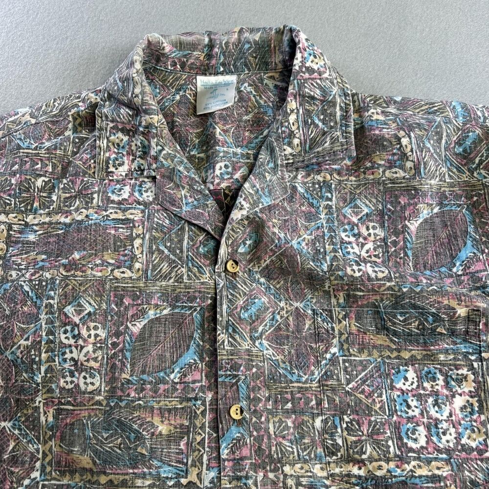 Vintage Hana Fashions Shirt Mens Large Made Hawaii Abstract Print Button Up‎ 90s